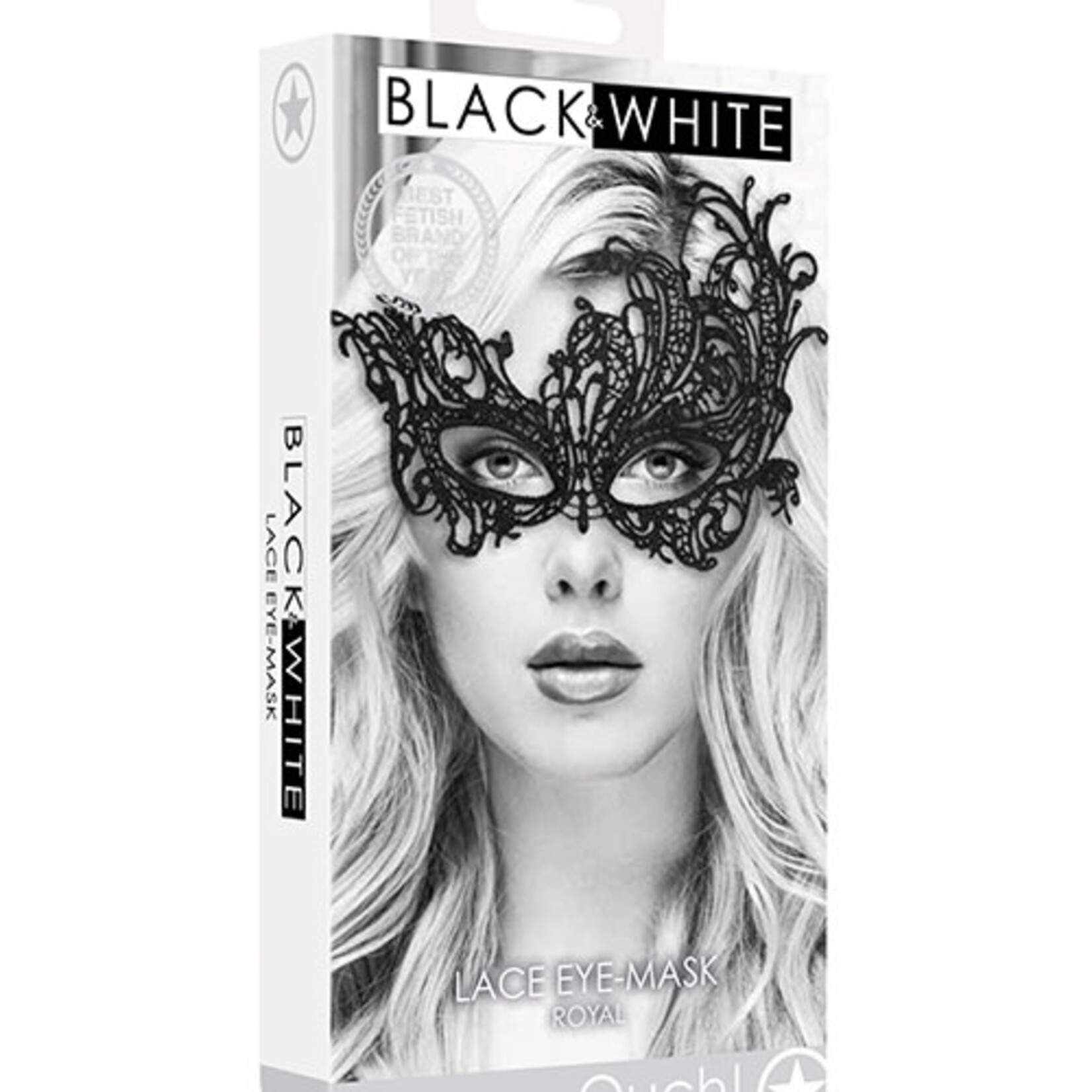 Shots Ouch! Shots Ouch Black & White Lace Eye Mask - Royal Black