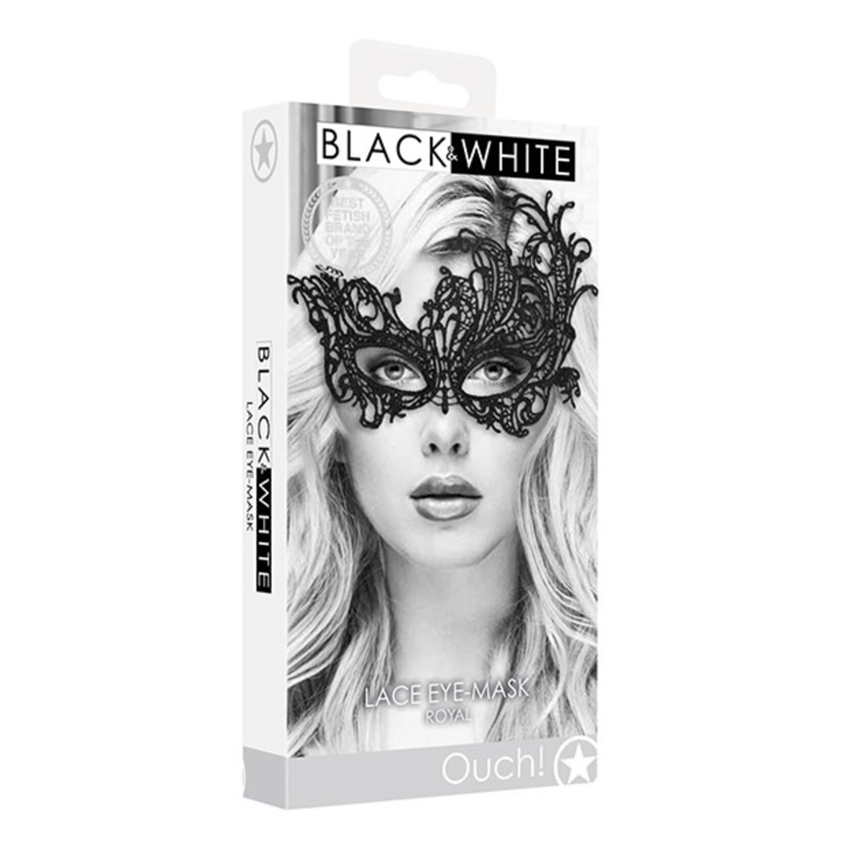 Shots Ouch! Shots Ouch Black & White Lace Eye Mask - Royal Black