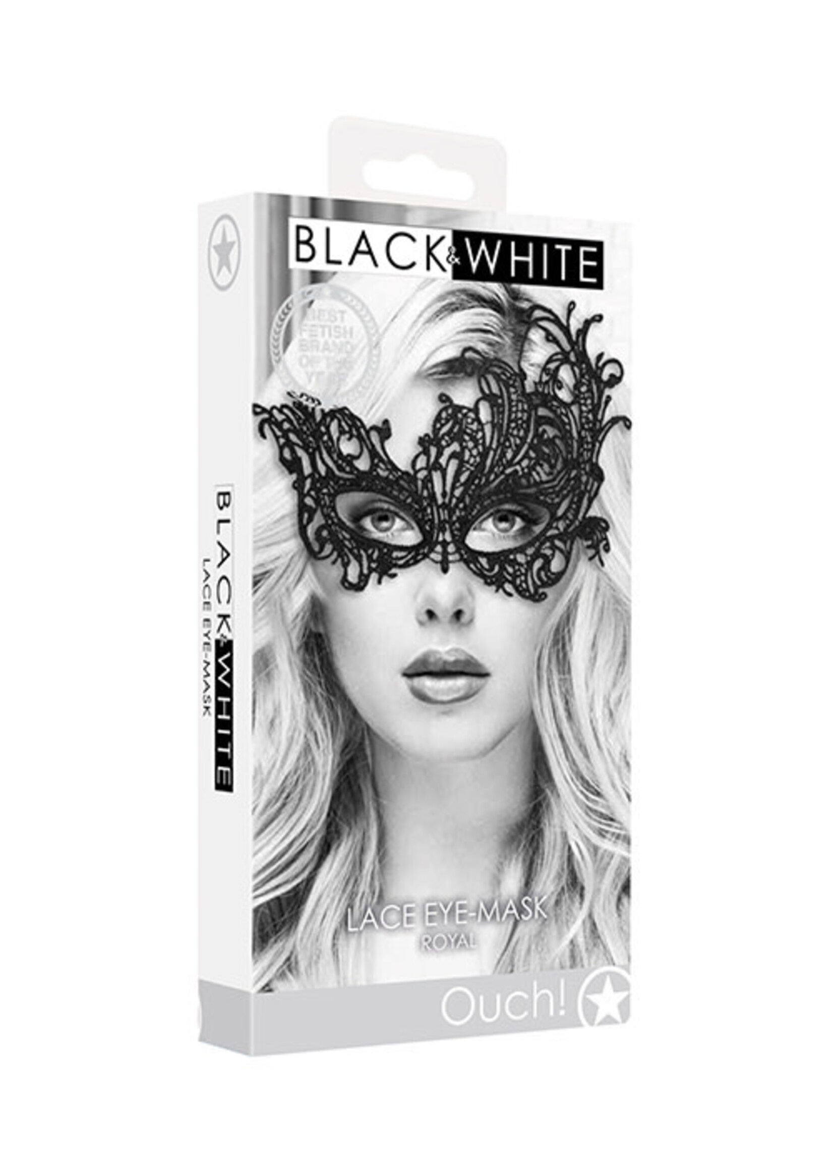 Shots Ouch! Shots Ouch Black & White Lace Eye Mask - Royal Black