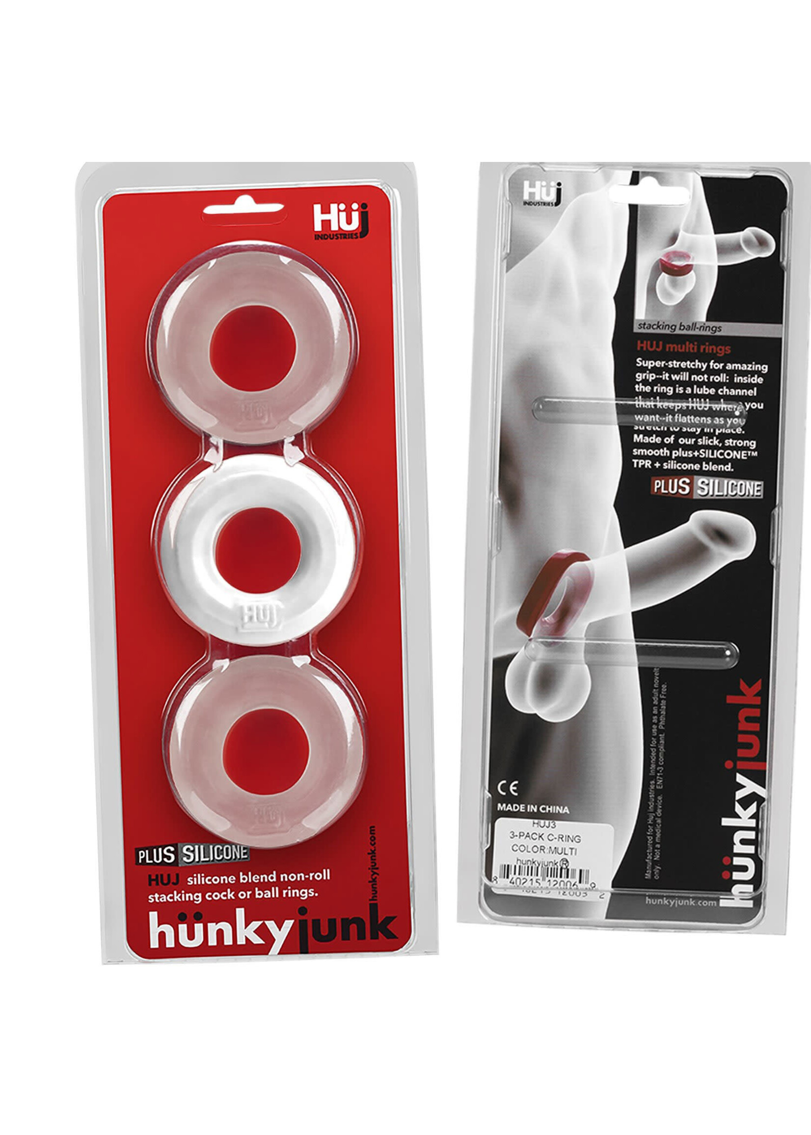 HunkyJunk Huj3 C-Ring 3-Pack - White / Clear Ice