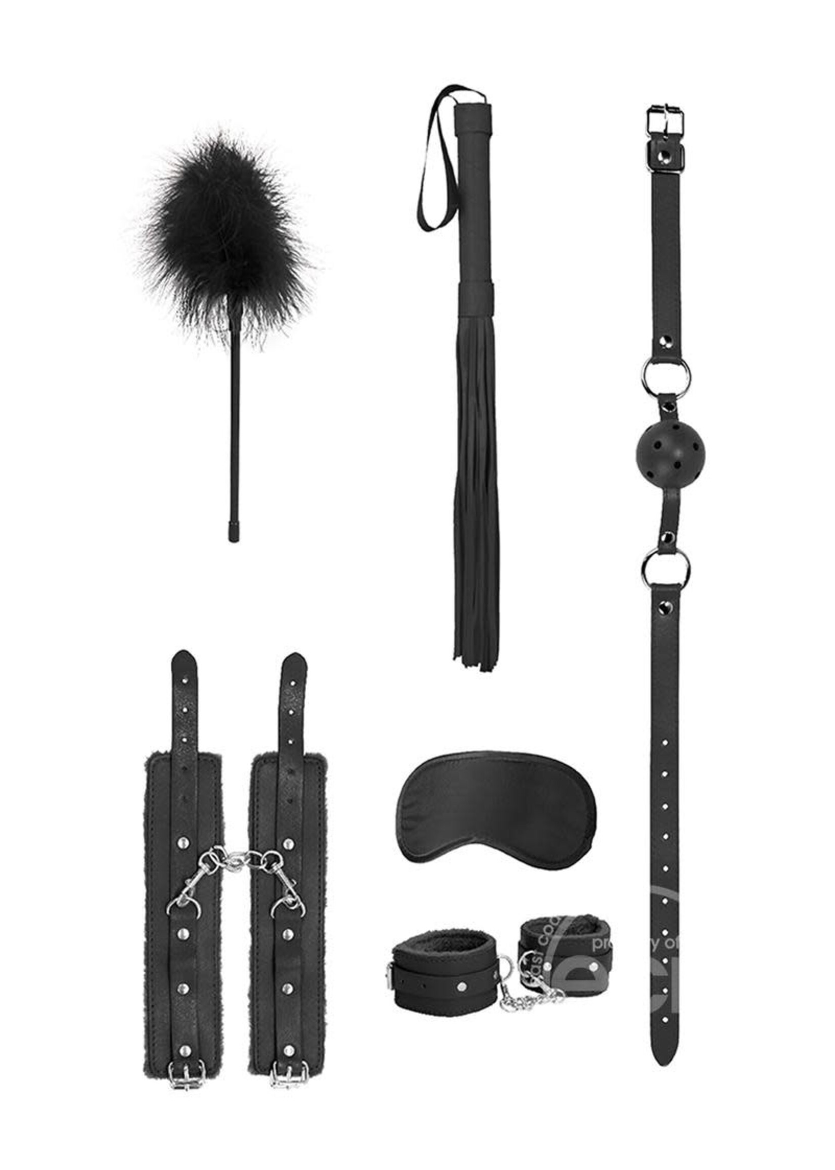 Shots Ouch! Ouch! Kits Beginners Bondage Kit 6pc - Black