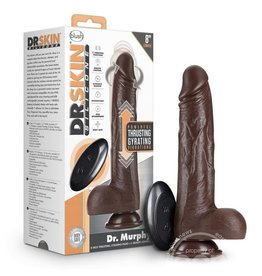 Blush Dr. Skin Silicone Dr. Murphy Rechargeable Thrusting Dildo with Remote Control 8in - Chocolate