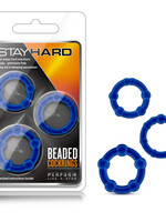 Blush Novelties Stay Hard Beaded Cock Rings - 3 Pack - Blue