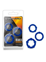 Blush Novelties Stay Hard Beaded Cock Rings - 3 Pack - Blue