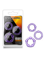 Blush Novelties Stay Hard Beaded Cockrings - 3 Pack - Purple