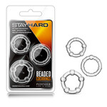 Blush Novelties Stay Hard Beaded Cockrings - 3 Pack - Clear