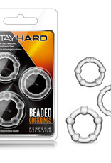 Blush Novelties Stay Hard Beaded Cockrings - 3 Pack - Clear