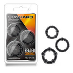 Blush Novelties Stay Hard Beaded Cockrings - 3 Pack - Black