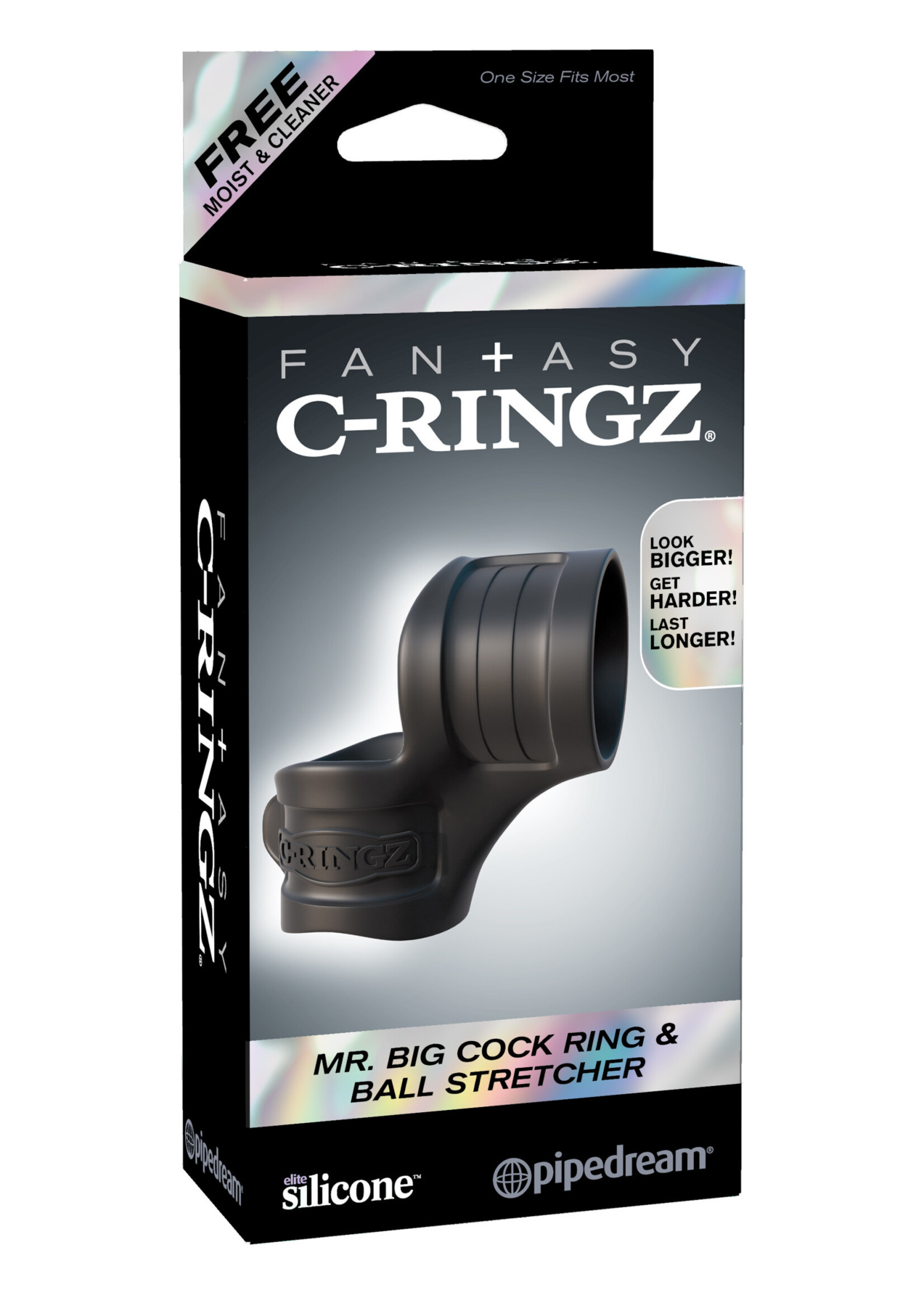Pipedream Fantasy C-Ring Mr Big Cock Ring and Ball Stretcher - Black