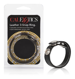 California Exotic Novelties Leather Black 3-Snap Ring