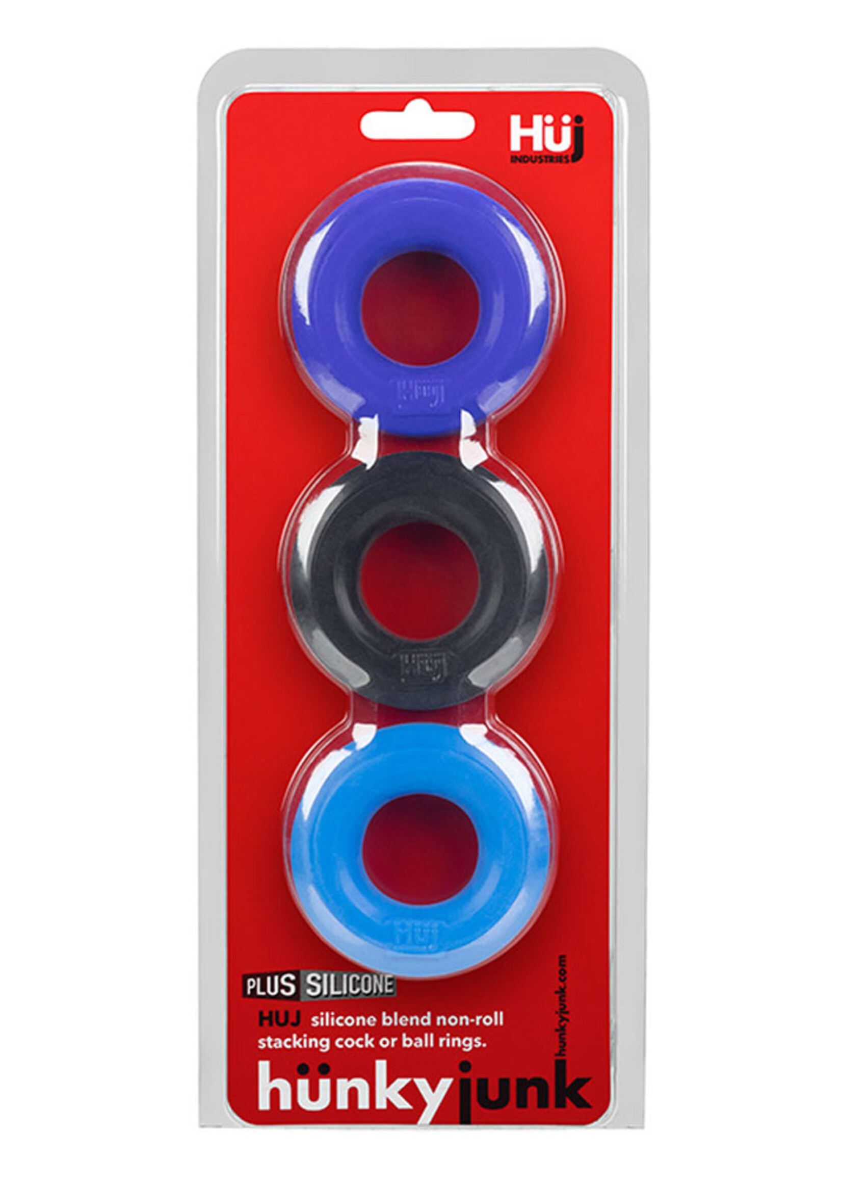 Oxballs Hunkyjunk Huj3 C-Ring 3 Pk - Blue / Multi