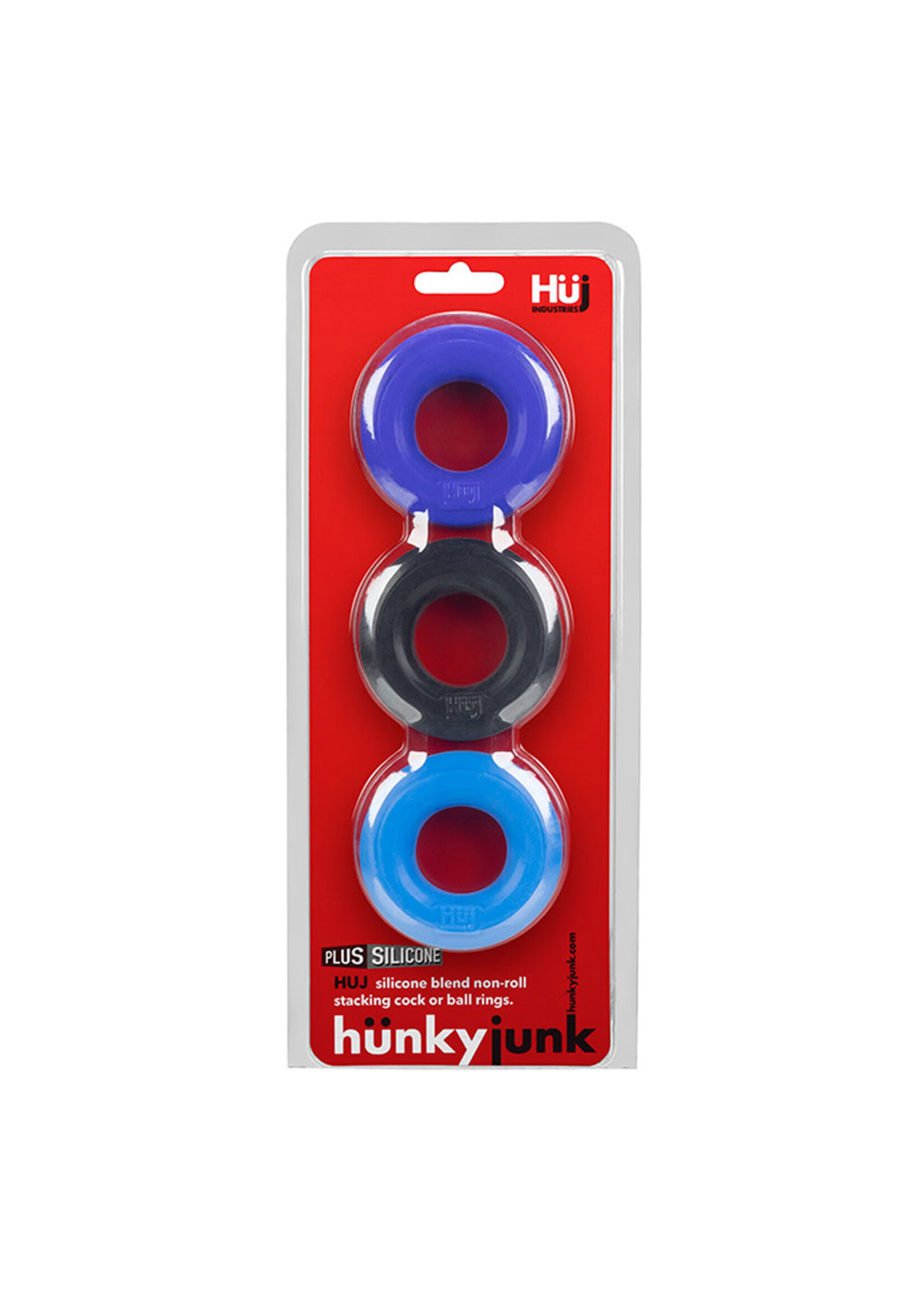 Oxballs Hunkyjunk Huj3 C-Ring 3 Pk - Blue / Multi