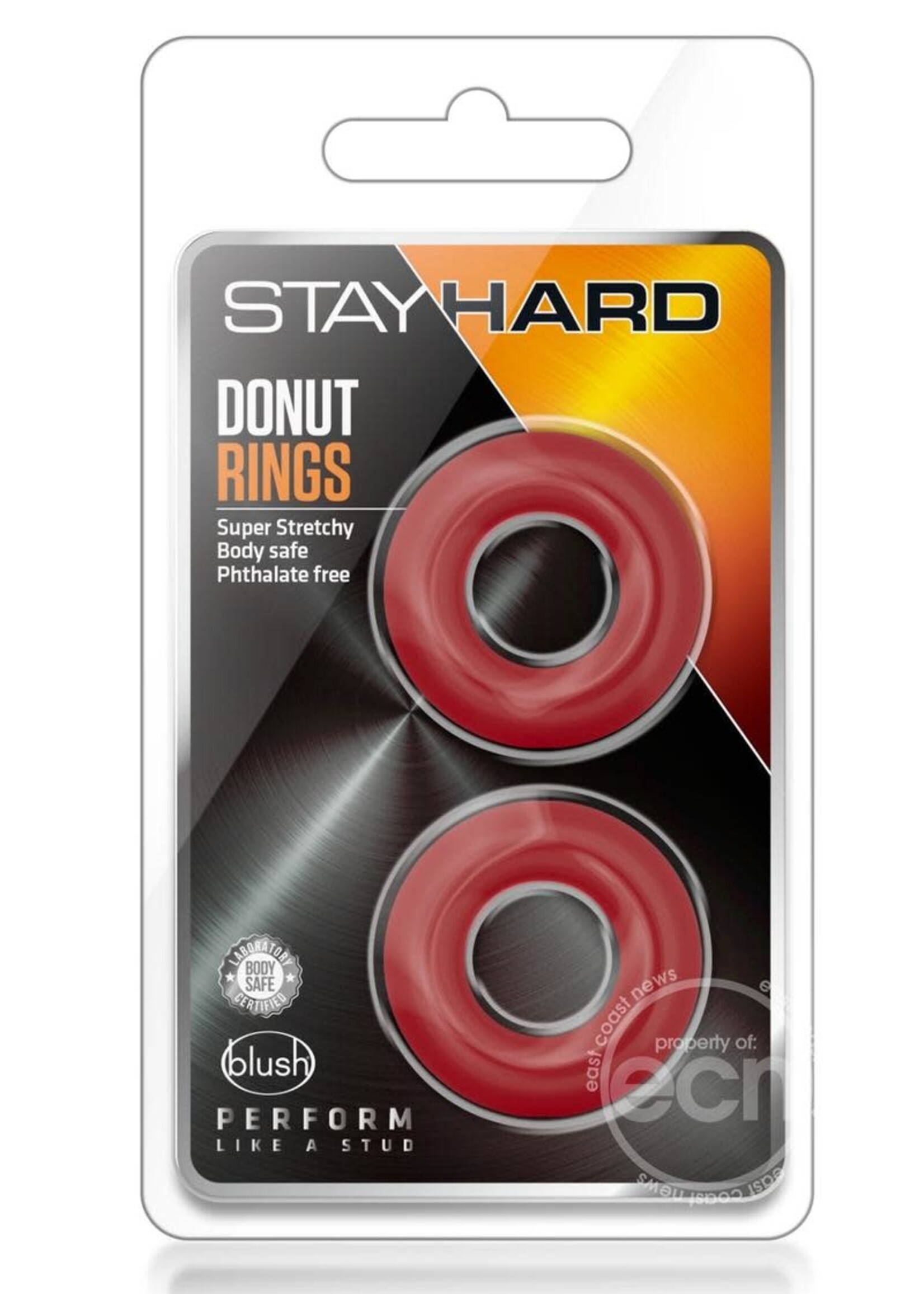 Blush Novelties Stay Hard - Donut Rings - Red