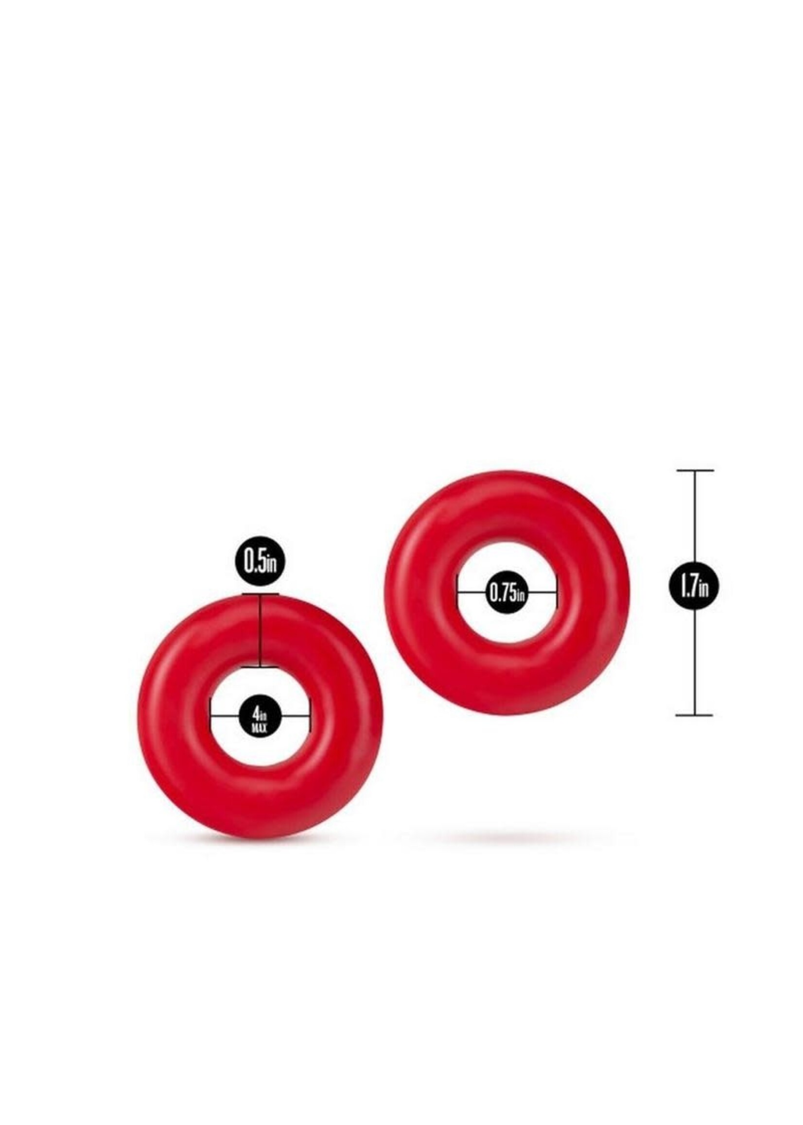 Blush Novelties Stay Hard - Donut Rings Oversized - Red