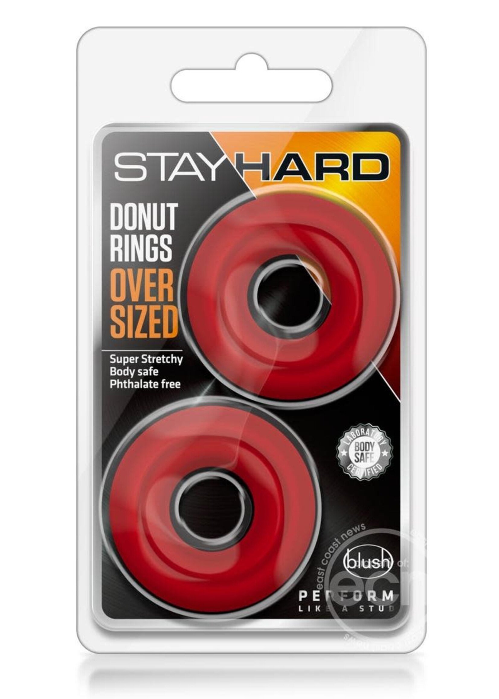 Blush Novelties Stay Hard - Donut Rings Oversized - Red