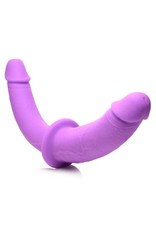 XR Brands Strap U Strap u Double Charmer Silicone Double Dildo with Harness - Purple