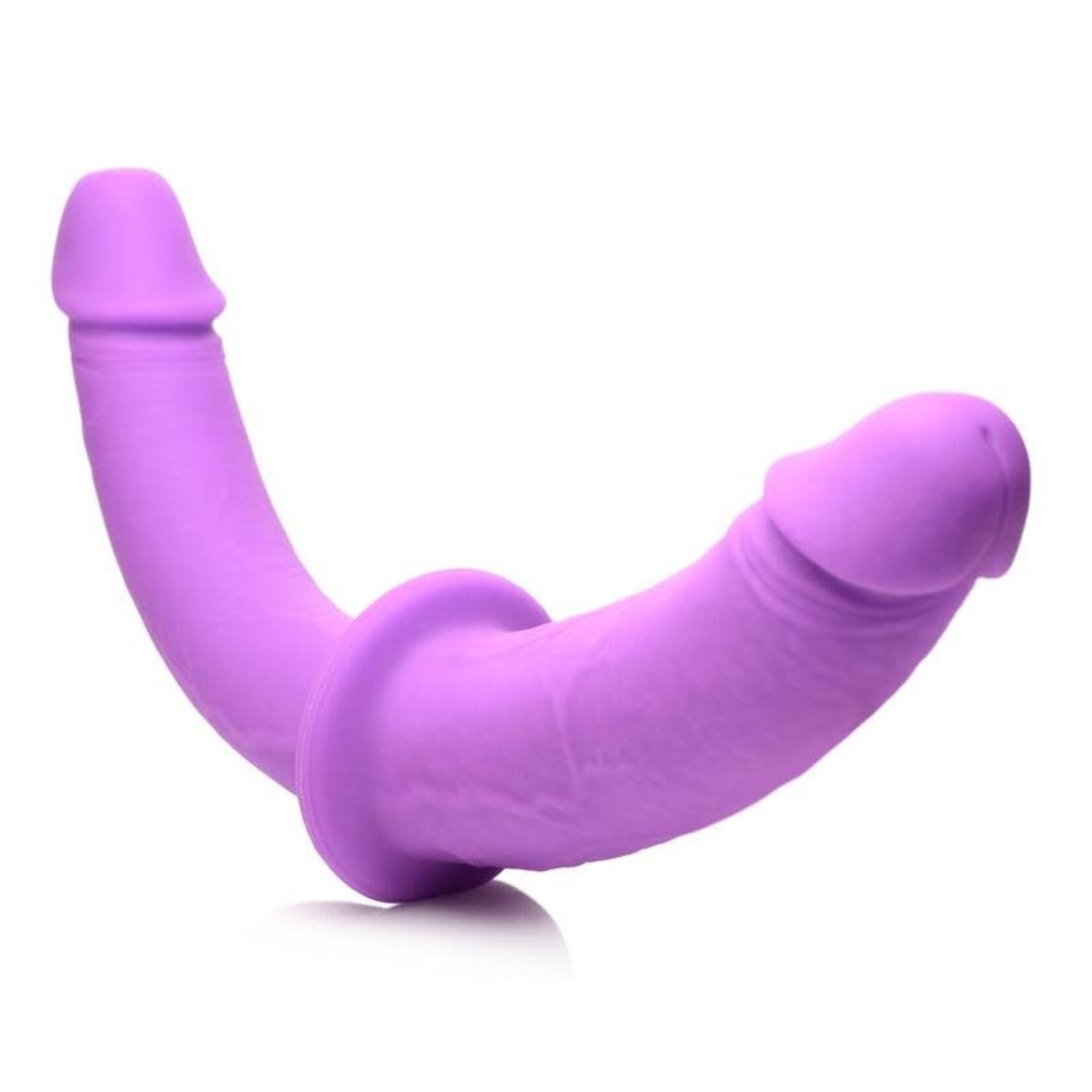 XR Brands Strap U Strap u Double Charmer Silicone Double Dildo with Harness - Purple