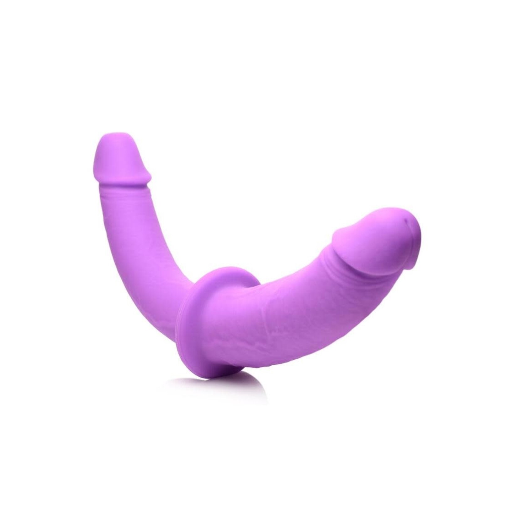 XR Brands Strap U Strap u Double Charmer Silicone Double Dildo with Harness - Purple