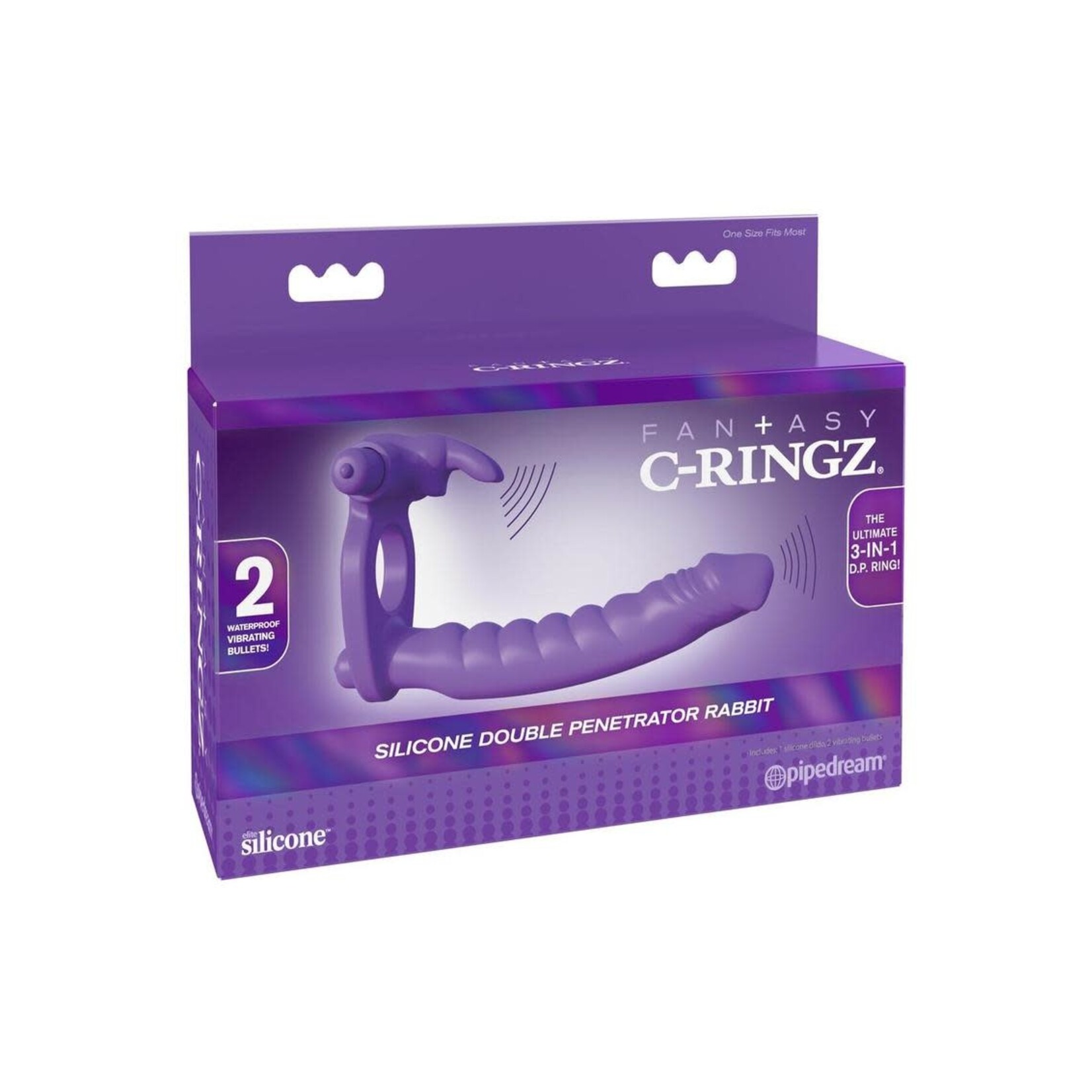Pipedream Fantasy C-Ringz Silicone Double Penetrator Rabbit - Purple