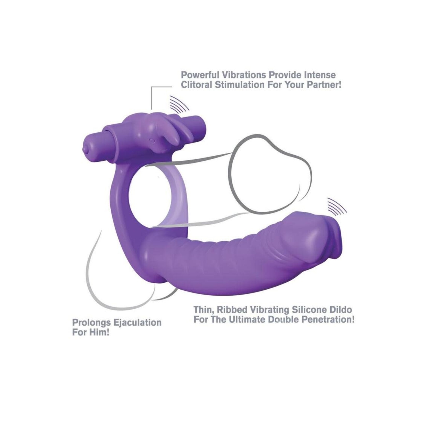 Pipedream Fantasy C-Ringz Silicone Double Penetrator Rabbit - Purple