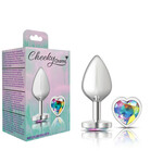 Viben Cheeky Charms - Silver Metal Butt Plug - Heart - Clear