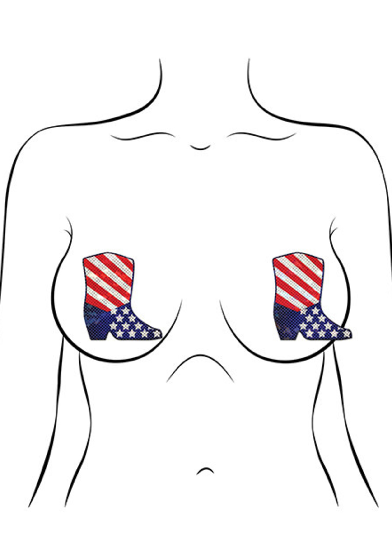 Pastease Pastease Premium Sparkling Stars & Strips USA Cowboy Boot - Red/White/Blue O/S