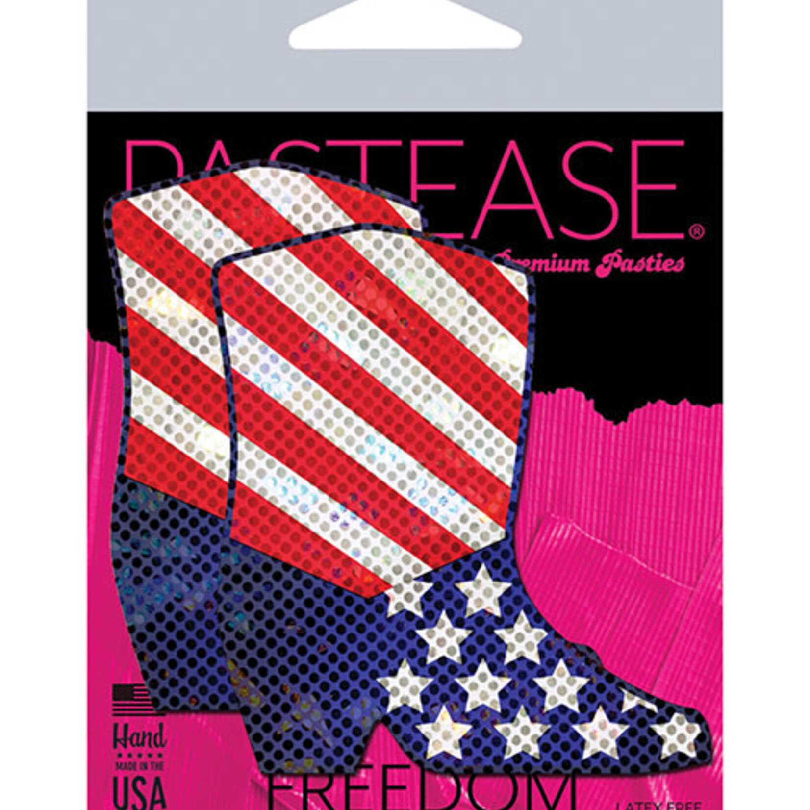 Pastease Pastease Premium Sparkling Stars & Strips USA Cowboy Boot - Red/White/Blue O/S