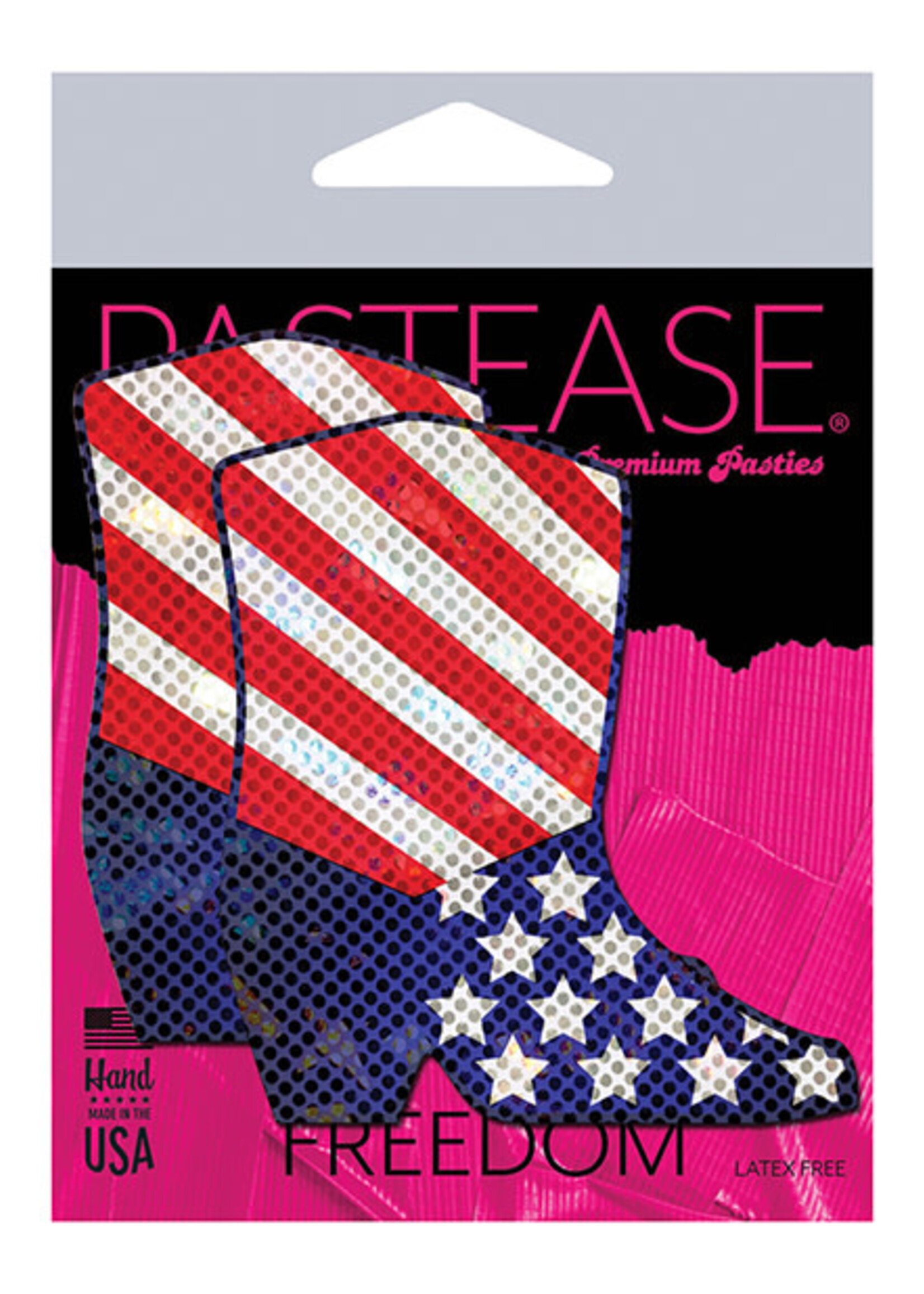 Pastease Pastease Premium Sparkling Stars & Strips USA Cowboy Boot - Red/White/Blue O/S