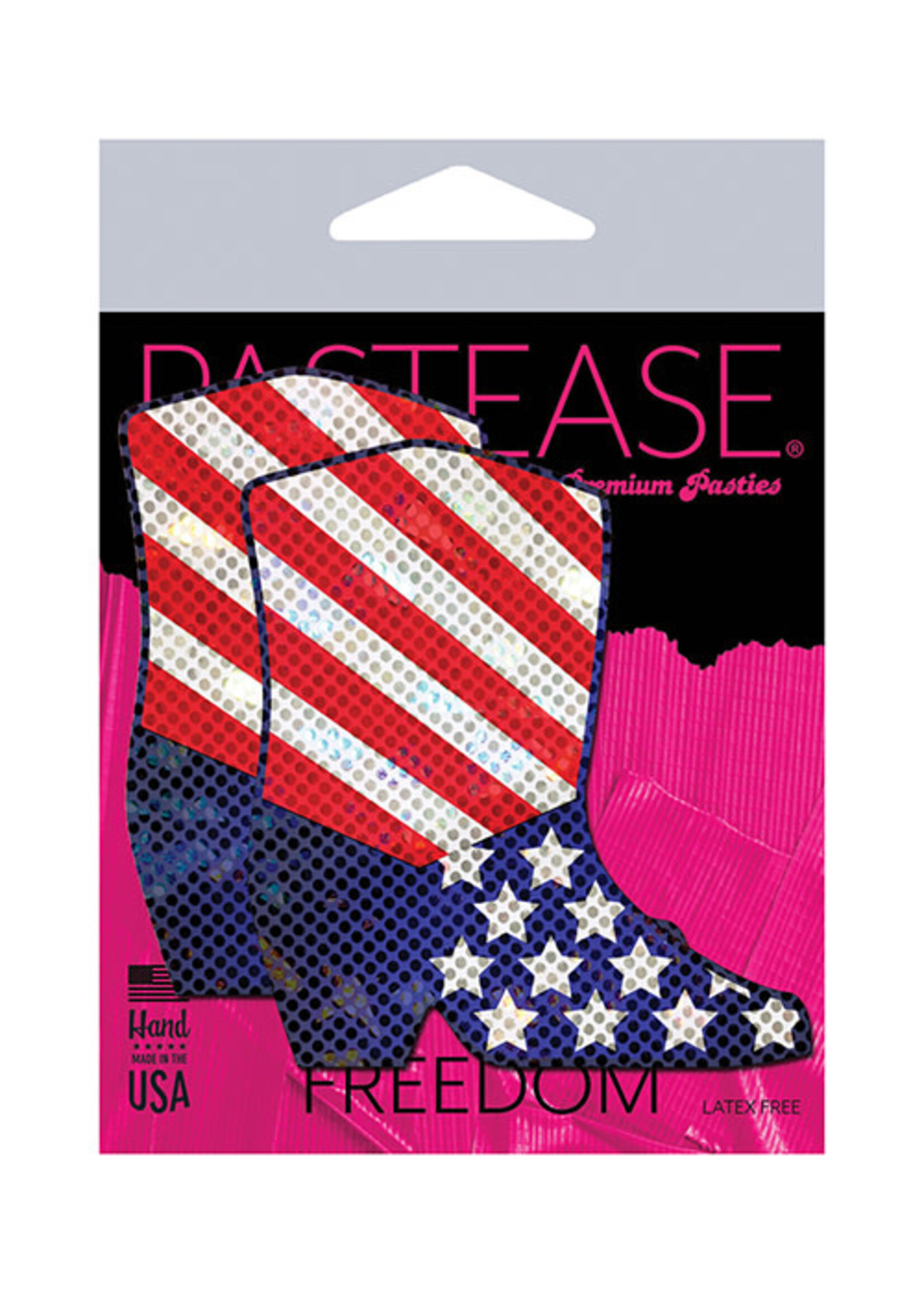 Pastease Pastease Premium Sparkling Stars & Strips USA Cowboy Boot - Red/White/Blue O/S