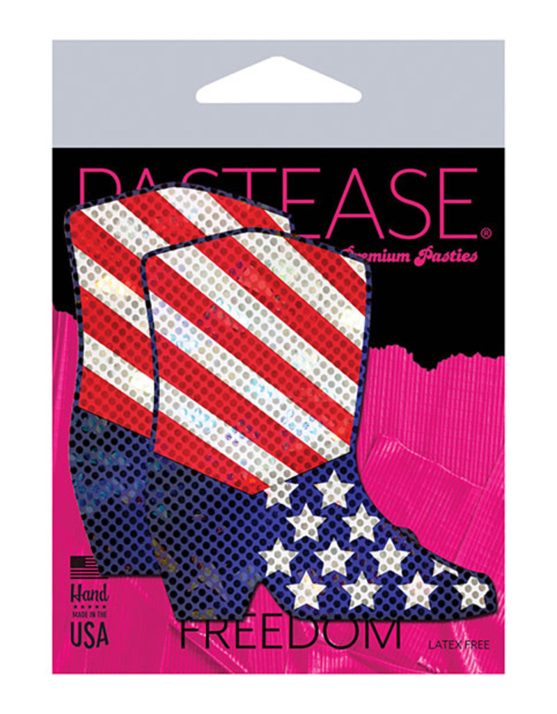 Pastease Pastease Premium Sparkling Stars & Strips USA Cowboy Boot - Red/White/Blue O/S