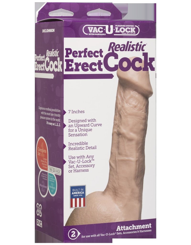 Doc Johnson Vac-U-Lock Perfect Erect Realistic Cock - White