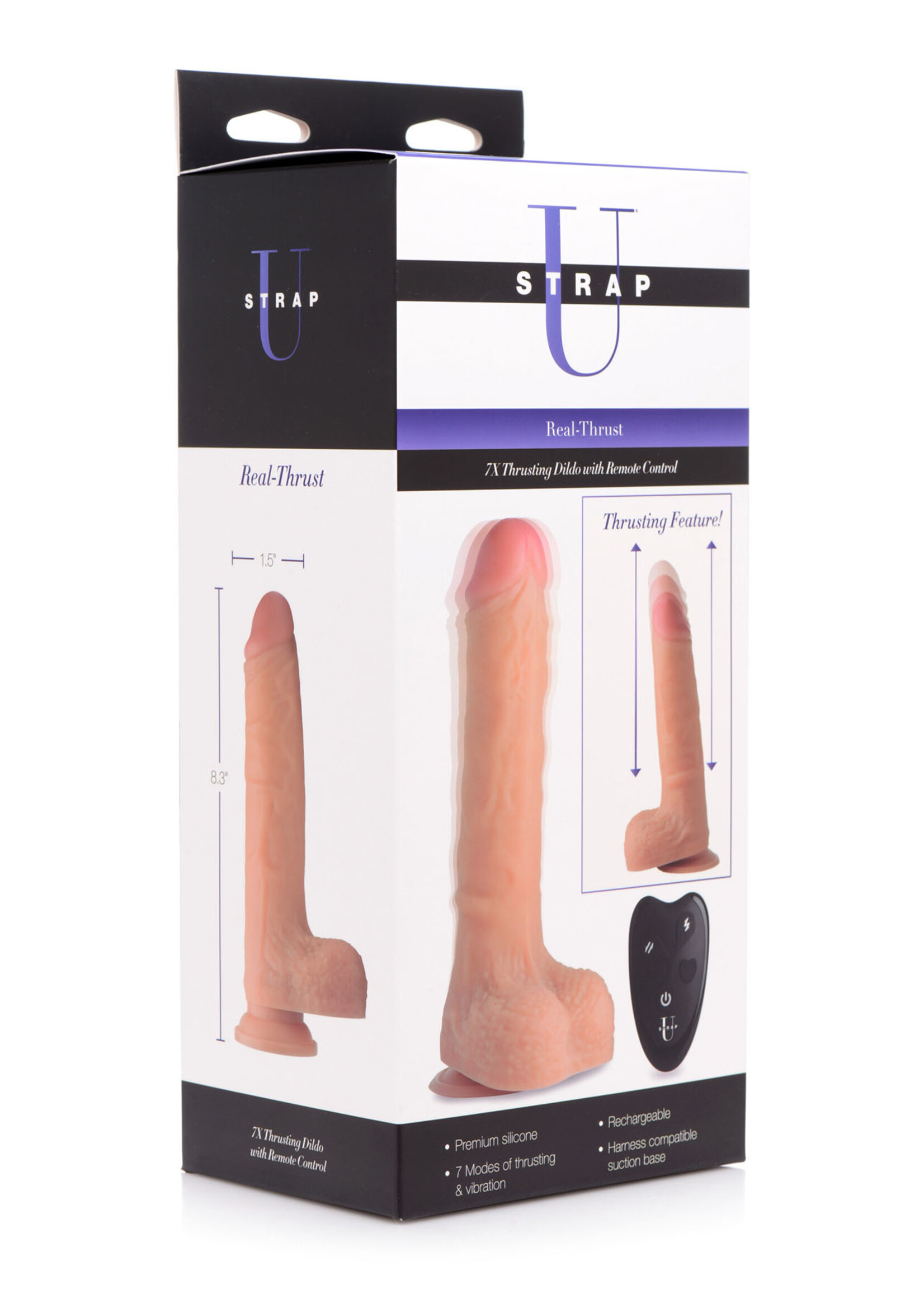 XR Brands Strap U 7x Thrusting Dildo With Remote Control