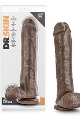 Blush Novelties Dr. Skin Mr. Savage 11.5" Dildo With Suction Cup - Chocolate