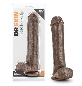 Blush Novelties Dr. Skin Mr. Savage 11.5" Dildo With Suction Cup - Chocolate