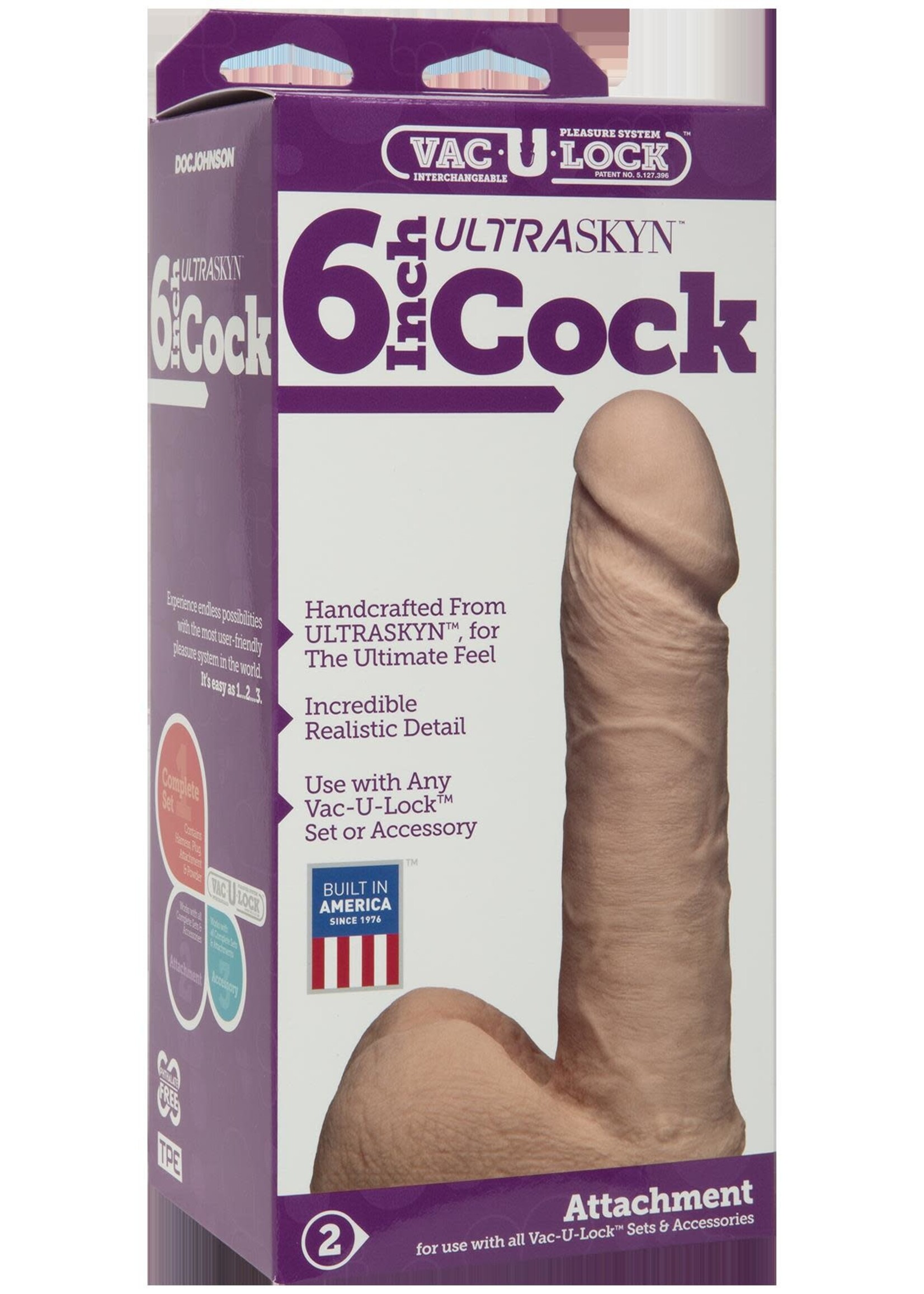 Doc Johnson Vac-U-Lock 6 Inch Ultraskyn Cock - Vanilla