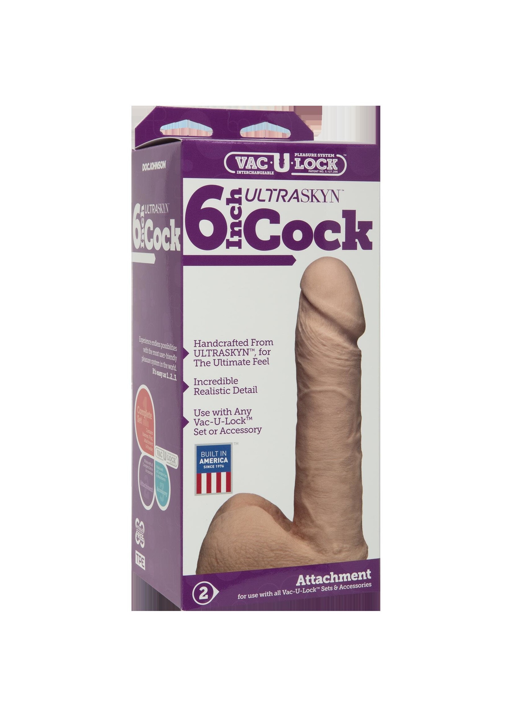 Doc Johnson Vac-U-Lock 6 Inch Ultraskyn Cock - Vanilla