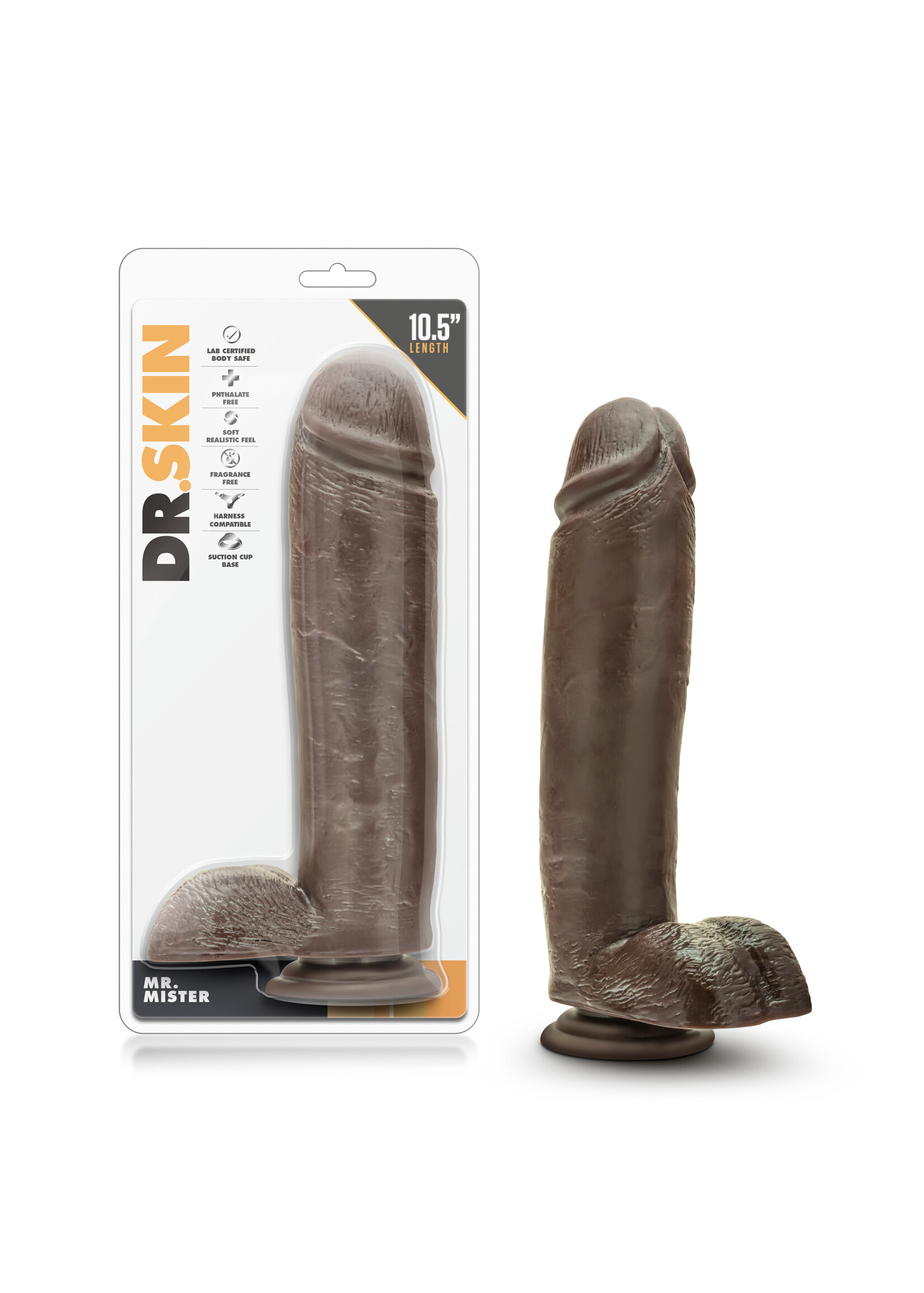 Blush Novelties Dr. Skin - Mr. Mister 10.5" Dildo With Suction Cup - Chocolate