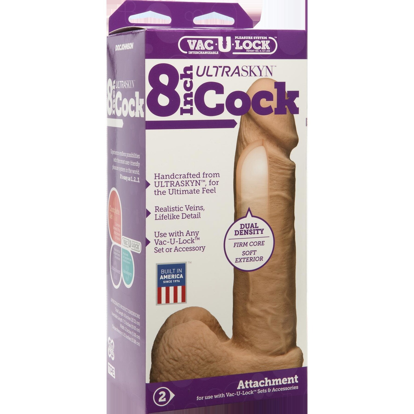 Doc Johnson Vac-U-Lock 8-Inch Ultraskyn Cock - Vanilla