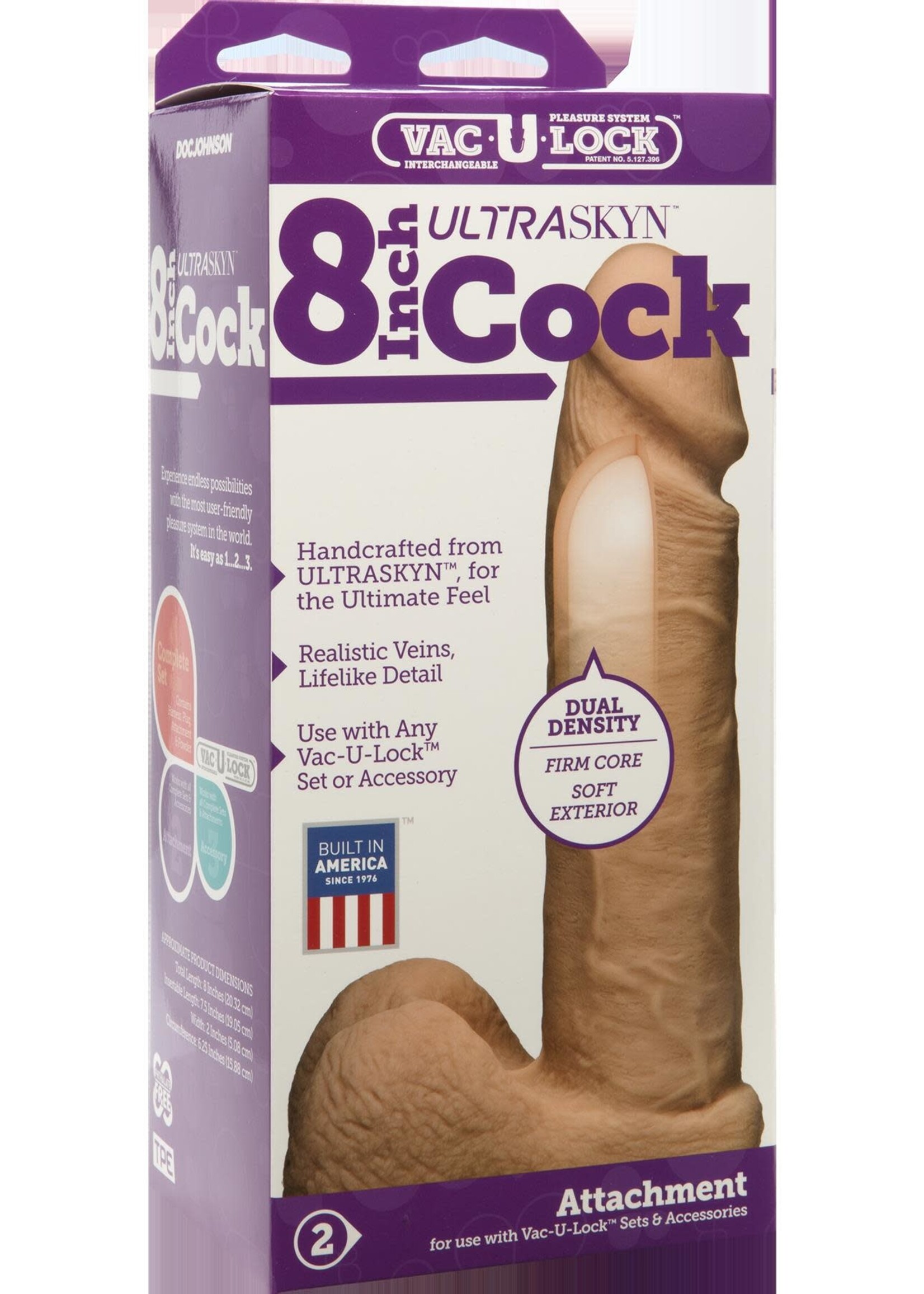 Doc Johnson Vac-U-Lock 8-Inch Ultraskyn Cock - Vanilla