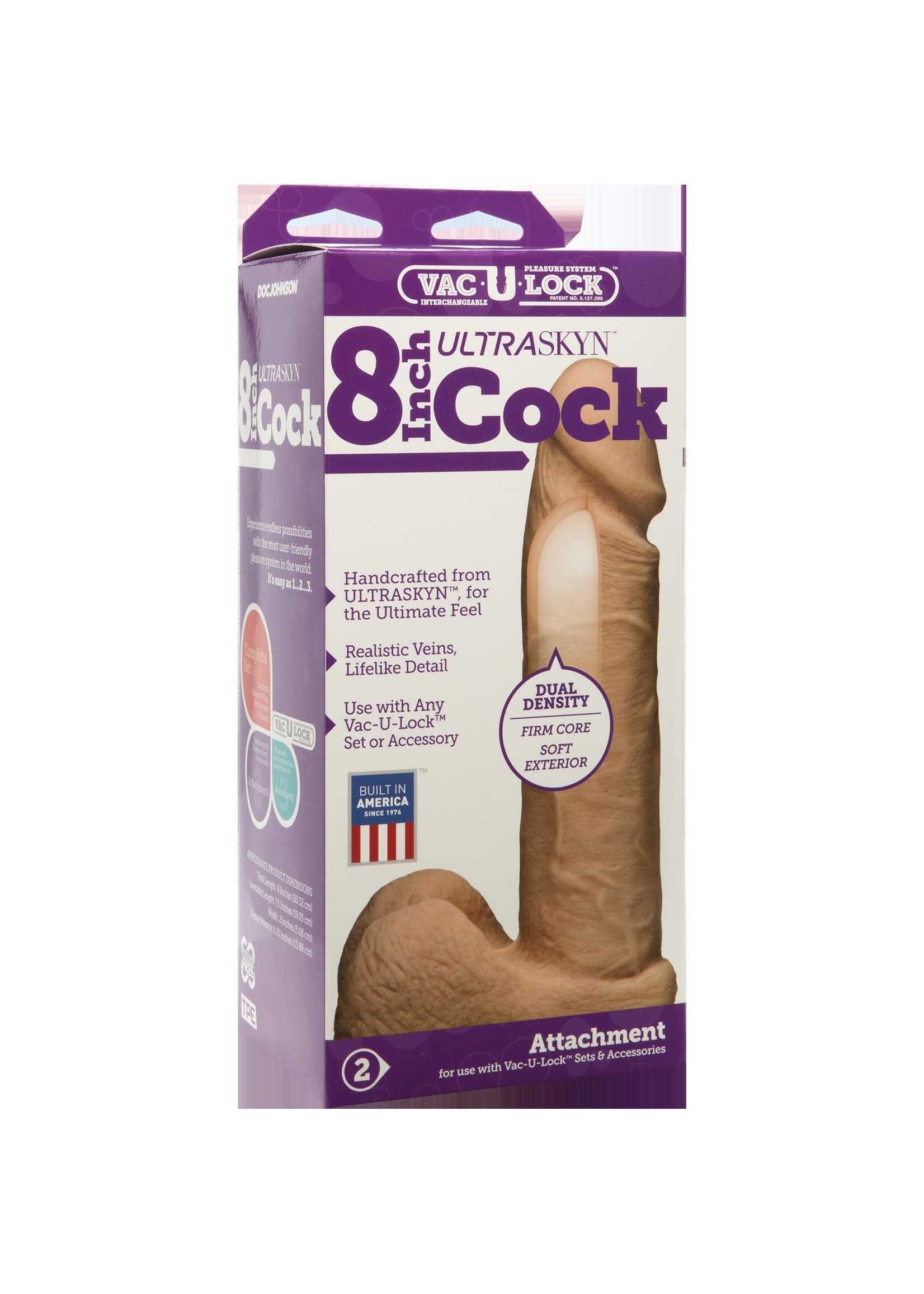 Doc Johnson Vac-U-Lock 8-Inch Ultraskyn Cock - Vanilla