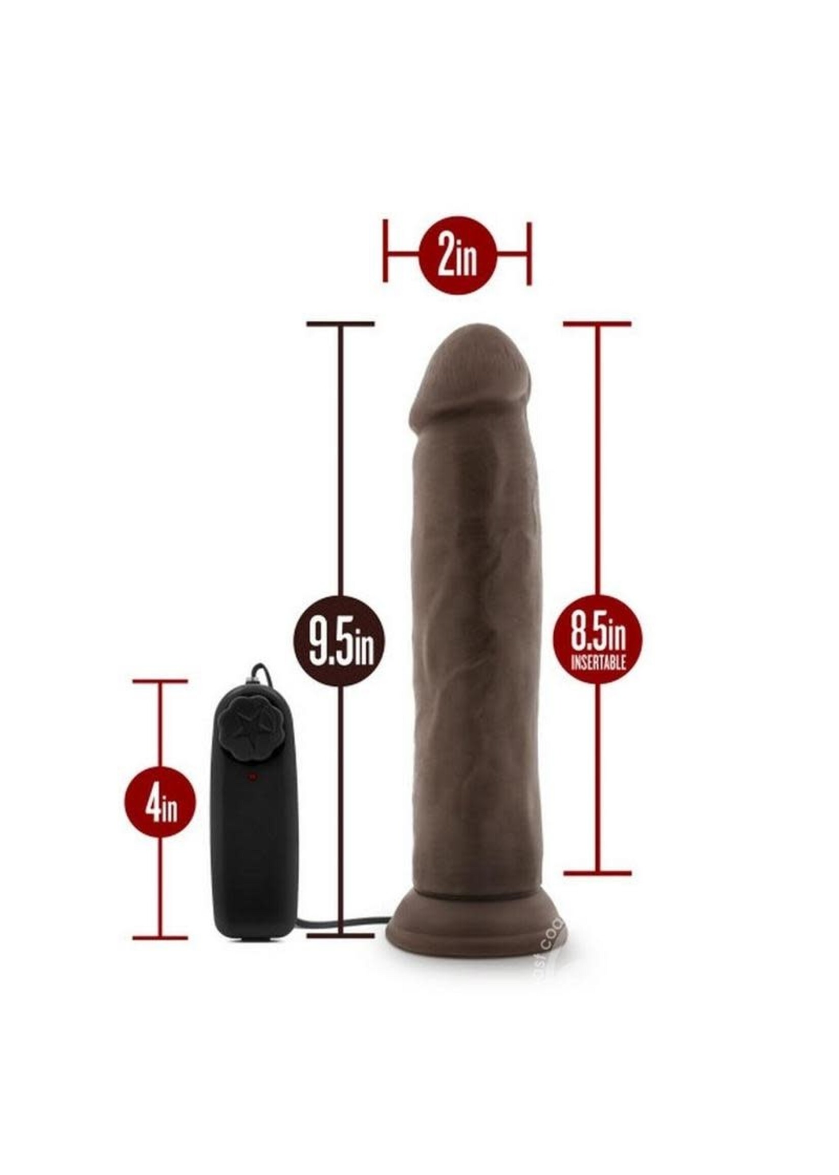 Blush Novelties Dr. Skin - Dr. Throb - 9.5 Inch Vibrating Realistic Cock With Suction Cup - Chocolate