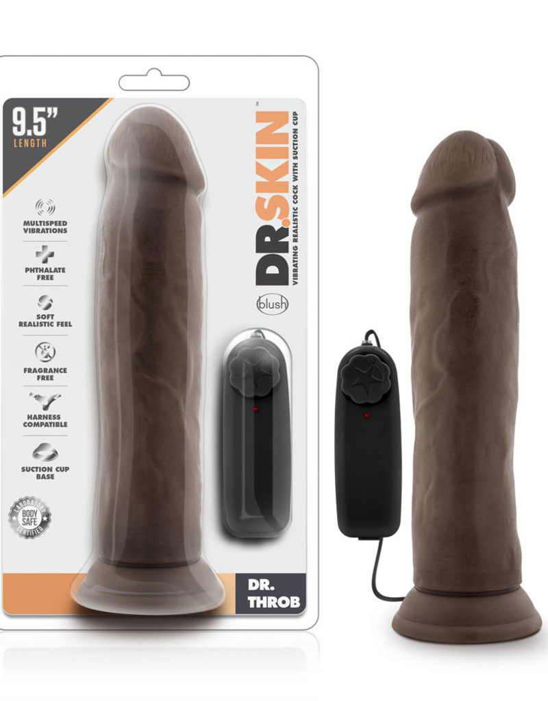 Blush Novelties Dr. Skin - Dr. Throb - 9.5 Inch Vibrating Realistic Cock With Suction Cup - Chocolate
