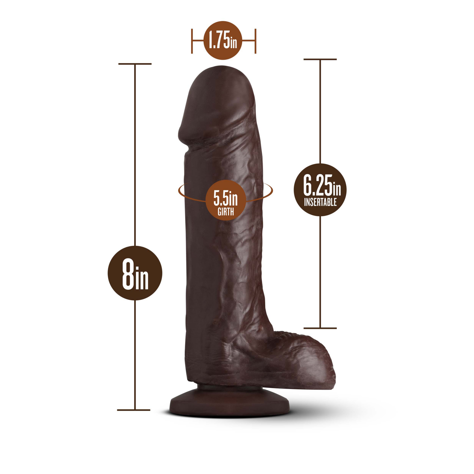 Blush Novelties Loverboy The Movie Star Dildo 8in - Chocolate