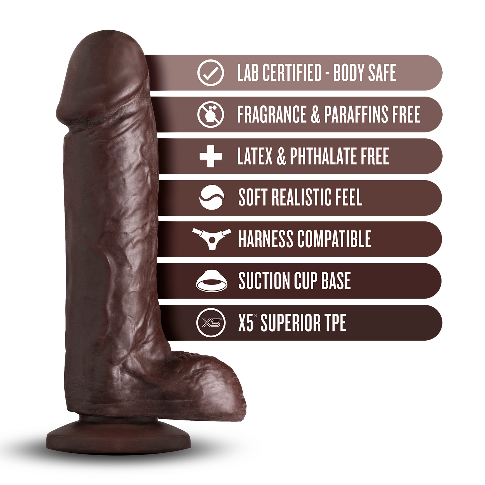 Blush Novelties Loverboy The Movie Star Dildo 8in - Chocolate