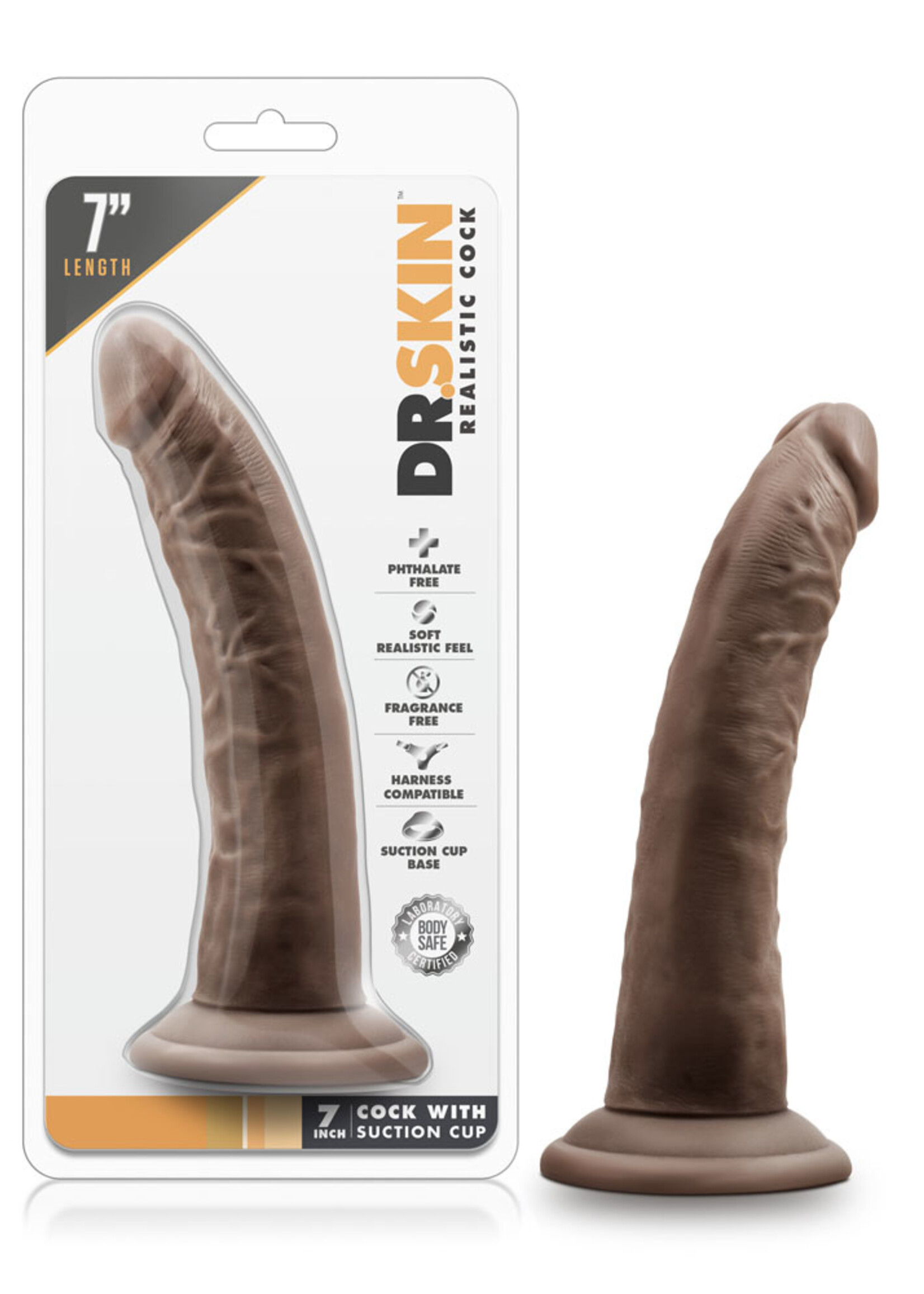 Blush Novelties Dr. Skin - 7 Inch Cock With Suction Cup - Chocolate