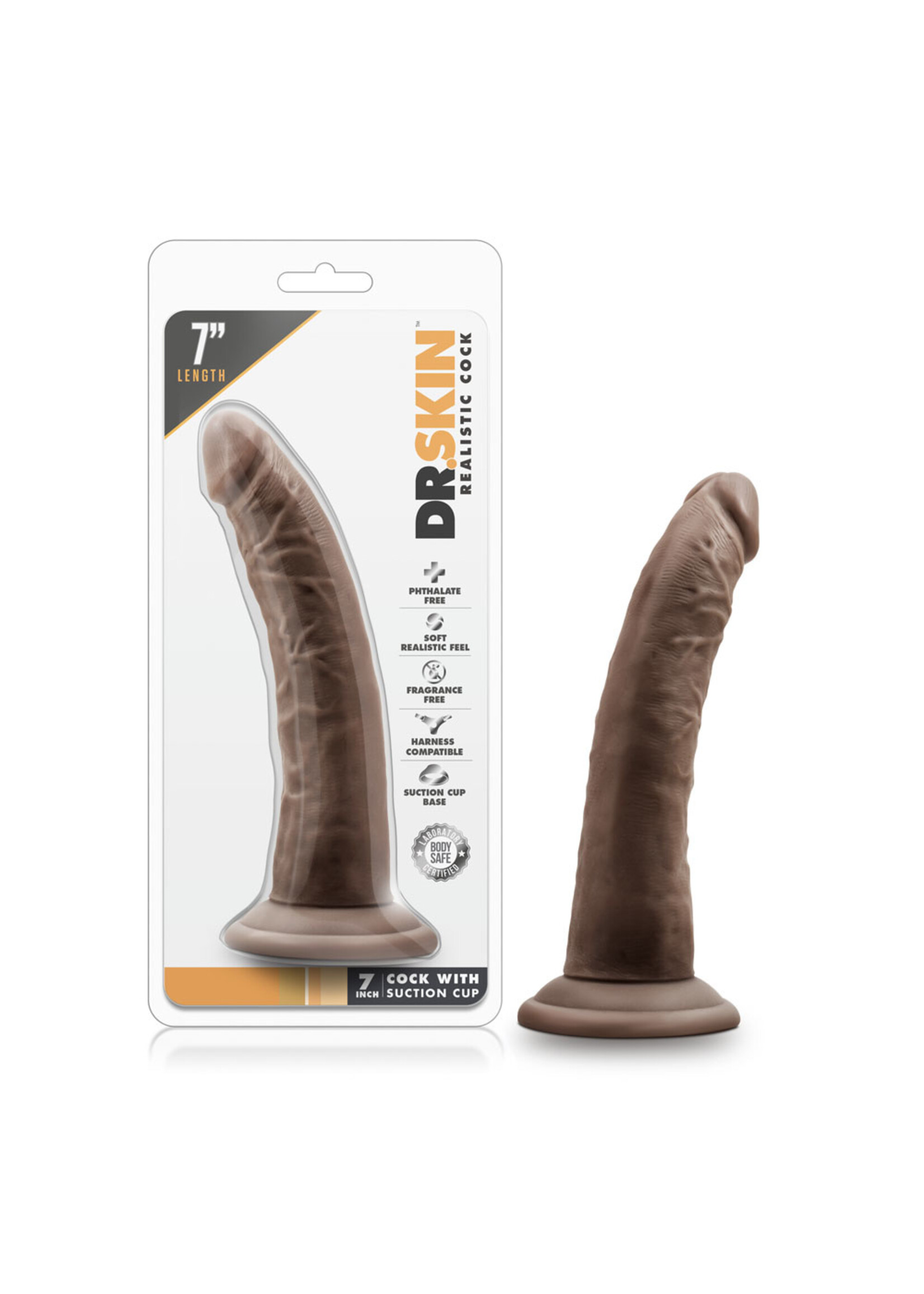 Blush Novelties Dr. Skin - 7 Inch Cock With Suction Cup - Chocolate