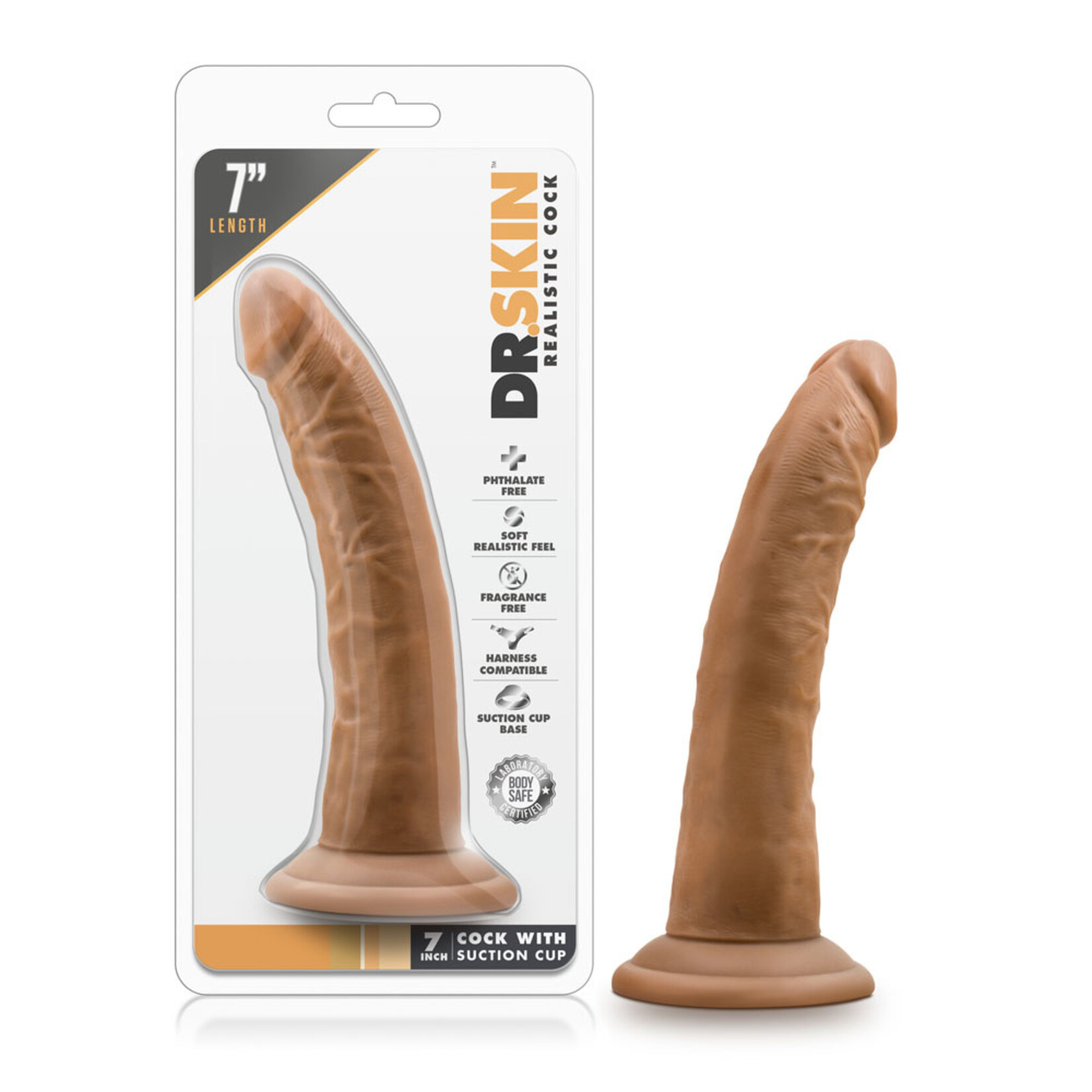 Blush Novelties Dr. Skin - 7 Inch Cock With Suction Cup - Mocha