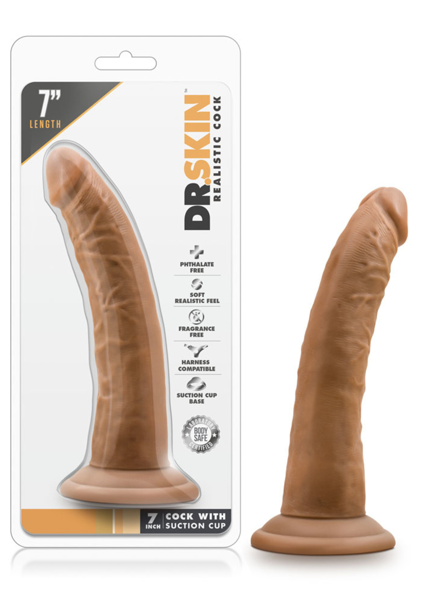 Blush Novelties Dr. Skin - 7 Inch Cock With Suction Cup - Mocha