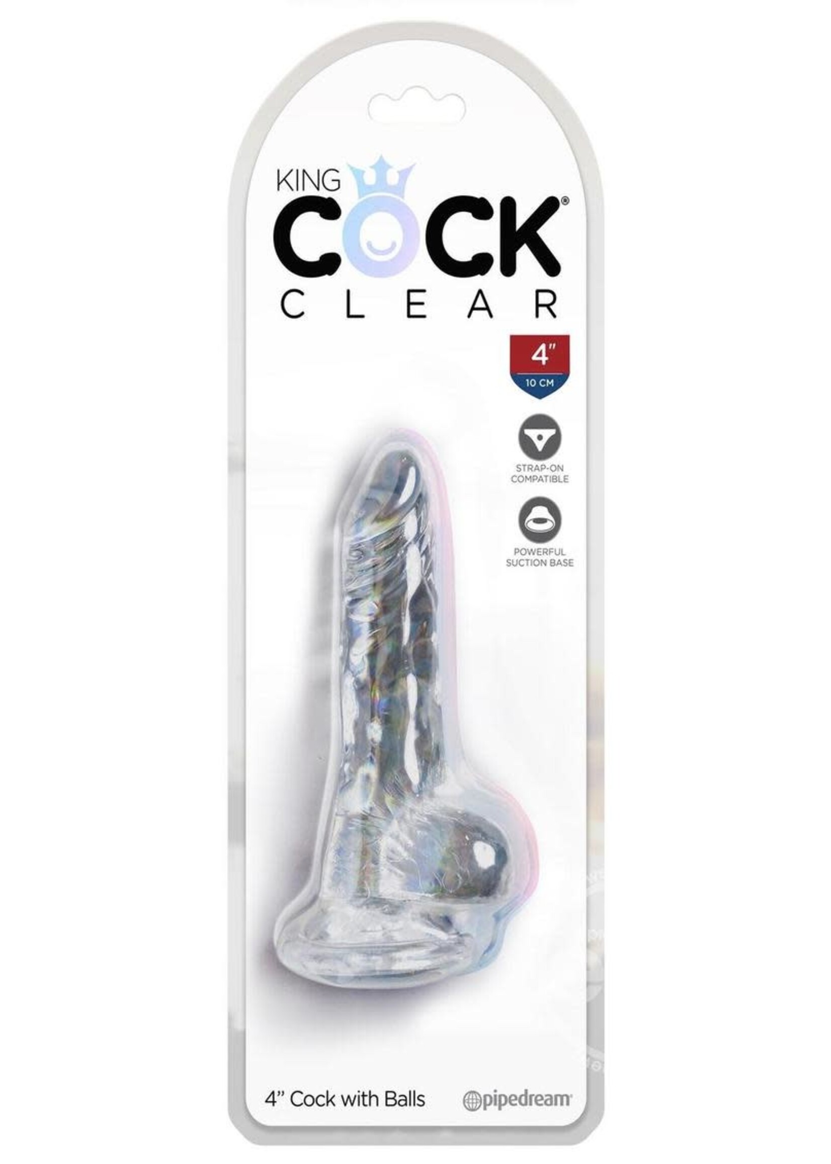 Pipedream King Cock Clear 4" Cock With Balls