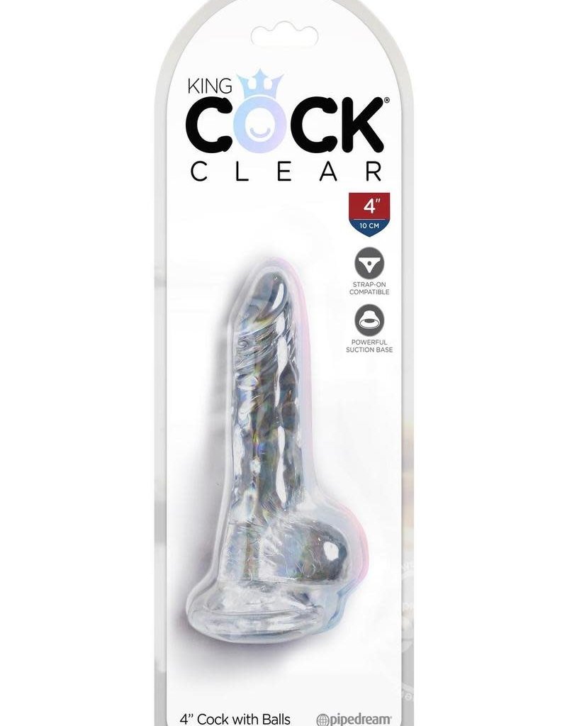 Pipedream King Cock Clear 4" Cock With Balls